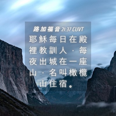 Picture 04 - 路 加 福 音 21:37 CUVT - 耶 穌 每 日 在 殿 裡 教 訓 人 ， 每 - Bible Verse Picture