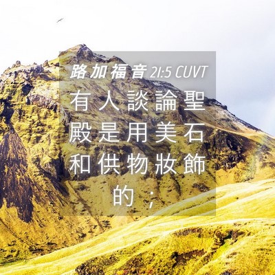 Picture 04 - 路 加 福 音 21:5 CUVT - 有 人 談 論 聖 殿 是 用 美 石 和 供 - Bible Verse Picture