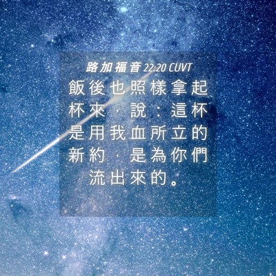 Picture 04 - 路 加 福 音 22:20 CUVT - 飯 後 也 照 樣 拿 起 杯 來 ， 說 ： - Bible Verse Picture