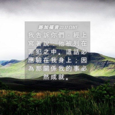 Picture 04 - 路 加 福 音 22:37 CUVT - 我 告 訴 你 們 ， 經 上 寫 著 說 ： - Bible Verse Picture