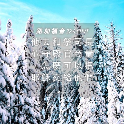 Picture 04 - 路 加 福 音 22:4 CUVT - 他 去 和 祭 司 長 並 守 殿 官 商 量 - Bible Verse Picture