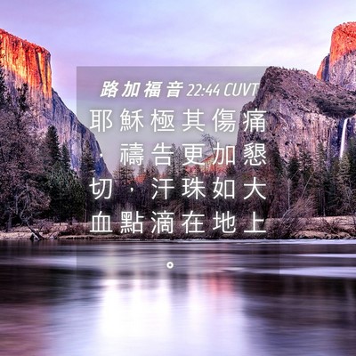 Picture 04 - 路 加 福 音 22:44 CUVT - 耶 穌 極 其 傷 痛 ， 禱 告 更 加 懇 - Bible Verse Picture
