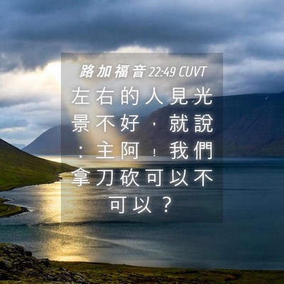 Picture 04 - 路 加 福 音 22:49 CUVT - 左 右 的 人 見 光 景 不 好 ， 就 說 - Bible Verse Picture