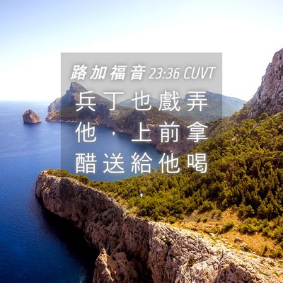 Picture 04 - 路 加 福 音 23:36 CUVT - 兵 丁 也 戲 弄 他 ， 上 前 拿 醋 送 - Bible Verse Picture