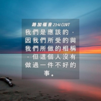 Picture 04 - 路 加 福 音 23:41 CUVT - 我 們 是 應 該 的 ， 因 我 們 所 受 - Bible Verse Picture