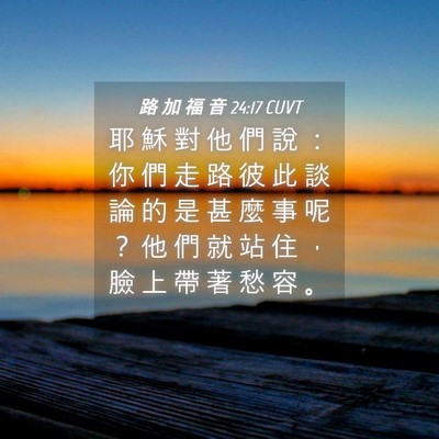 Picture 04 - 路 加 福 音 24:17 CUVT - 耶 穌 對 他 們 說 ： 你 們 走 路 彼 - Bible Verse Picture