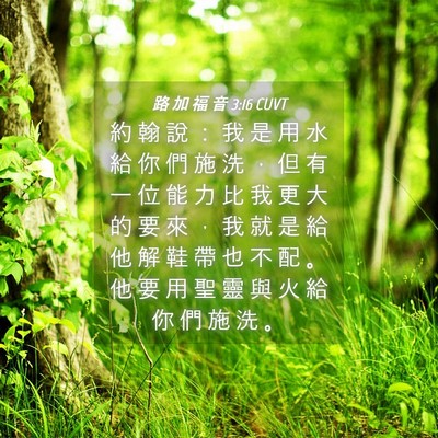 Picture 04 - 路 加 福 音 3:16 CUVT - 約 翰 說 ： 我 是 用 水 給 你 們 施 - Bible Verse Picture