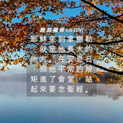 Picture 04 - 路 加 福 音 4:16 CUVT - 耶 穌 來 到 拿 撒 勒 ， 就 是 他 長 - Bible Verse Picture