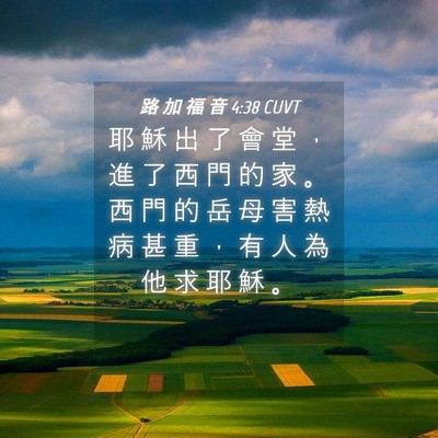 Picture 04 - 路 加 福 音 4:38 CUVT - 耶 穌 出 了 會 堂 ， 進 了 西 門 的 - Bible Verse Picture