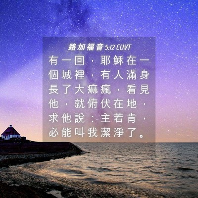Picture 04 - 路 加 福 音 5:12 CUVT - 有 一 回 ， 耶 穌 在 一 個 城 裡 ， - Bible Verse Picture