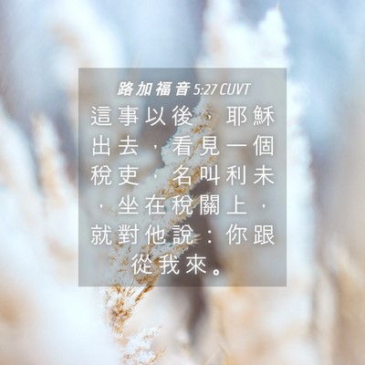 Picture 04 - 路 加 福 音 5:27 CUVT - 這 事 以 後 ， 耶 穌 出 去 ， 看 見 - Bible Verse Picture