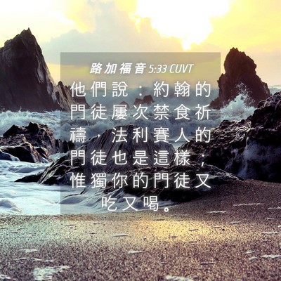 Picture 04 - 路 加 福 音 5:33 CUVT - 他 們 說 ： 約 翰 的 門 徒 屢 次 禁 - Bible Verse Picture