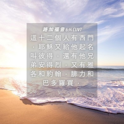 Picture 04 - 路 加 福 音 6:14 CUVT - 這 十 二 個 人 有 西 門 ， 耶 穌 又 - Bible Verse Picture