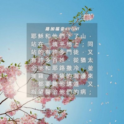 Picture 04 - 路 加 福 音 6:17 CUVT - 耶 穌 和 他 們 下 了 山 ， 站 在 一 - Bible Verse Picture