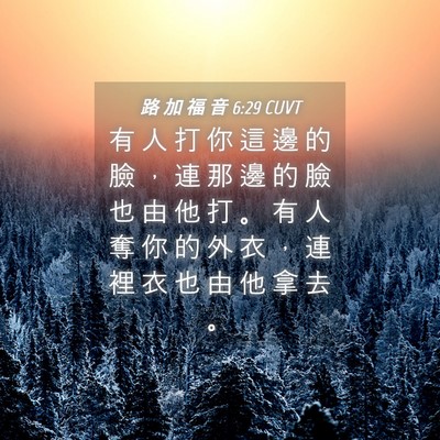 Picture 04 - 路 加 福 音 6:29 CUVT - 有 人 打 你 這 邊 的 臉 ， 連 那 邊 - Bible Verse Picture
