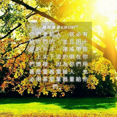 Picture 04 - 路 加 福 音 6:38 CUVT - 你 們 要 給 人 ， 就 必 有 給 你 們 - Bible Verse Picture