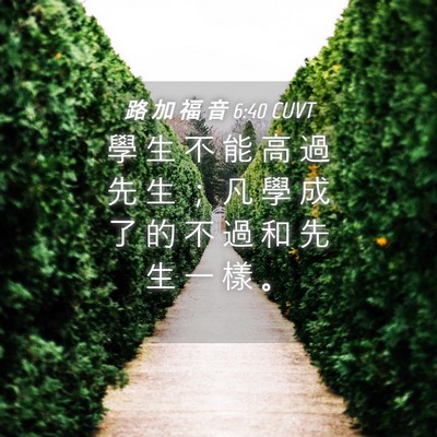 Picture 04 - 路 加 福 音 6:40 CUVT - 學 生 不 能 高 過 先 生 ； 凡 學 成 - Bible Verse Picture