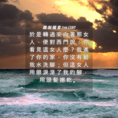 Picture 04 - 路 加 福 音 7:44 CUVT - 於 是 轉 過 來 向 著 那 女 人 ， 便 - Bible Verse Picture