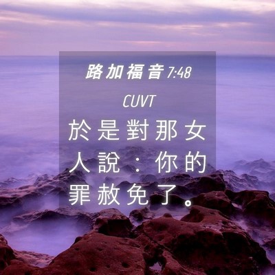 Picture 04 - 路 加 福 音 7:48 CUVT - 於 是 對 那 女 人 說 ： 你 的 罪 赦 - Bible Verse Picture
