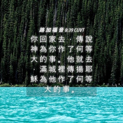 Picture 04 - 路 加 福 音 8:39 CUVT - 你 回 家 去 ， 傳 說 神 為 你 作 了 - Bible Verse Picture