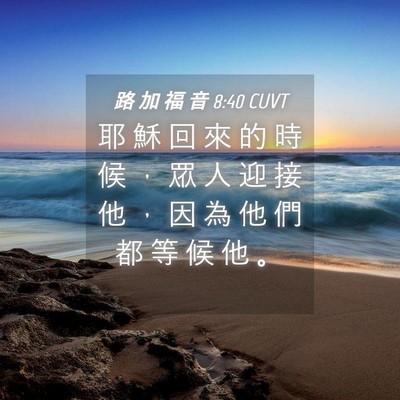 Picture 04 - 路 加 福 音 8:40 CUVT - 耶 穌 回 來 的 時 候 ， 眾 人 迎 接 - Bible Verse Picture