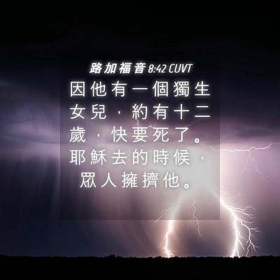 Picture 04 - 路 加 福 音 8:42 CUVT - 因 他 有 一 個 獨 生 女 兒 ， 約 有 - Bible Verse Picture