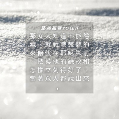 Picture 04 - 路 加 福 音 8:47 CUVT - 那 女 人 知 道 不 能 隱 藏 ， 就 戰 - Bible Verse Picture