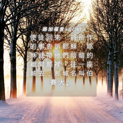 Picture 04 - 路 加 福 音 9:10 CUVT - 使 徒 回 來 ， 將 所 作 的 事 告 訴 - Bible Verse Picture