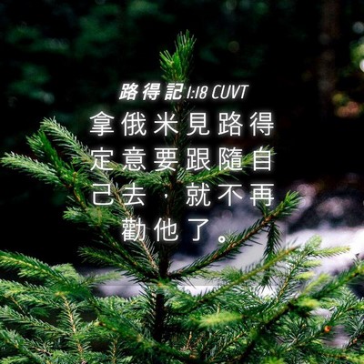 Picture 04 - 路 得 記 1:18 CUVT - 拿 俄 米 見 路 得 定 意 要 跟 隨 自 - Bible Verse Picture