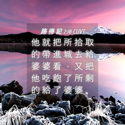 Picture 04 - 路 得 記 2:18 CUVT - 他 就 把 所 拾 取 的 帶 進 城 去 給 - Bible Verse Picture