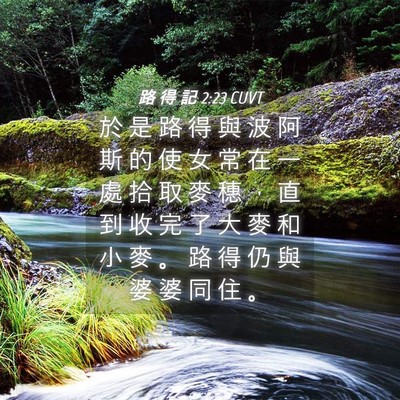 Picture 04 - 路 得 記 2:23 CUVT - 於 是 路 得 與 波 阿 斯 的 使 女 常 - Bible Verse Picture