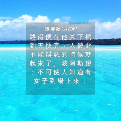 Picture 04 - 路 得 記 3:14 CUVT - 路 得 便 在 他 腳 下 躺 到 天 快 亮 - Bible Verse Picture