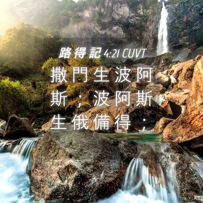 Picture 04 - 路 得 記 4:21 CUVT - 撒 門 生 波 阿 斯 ； 波 阿 斯 生 俄 - Bible Verse Picture