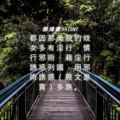 Picture 04 - 那 鴻 書 3:4 CUVT - 都 因 那 美 貌 的 妓 女 多 有 淫 行 - Bible Verse Picture