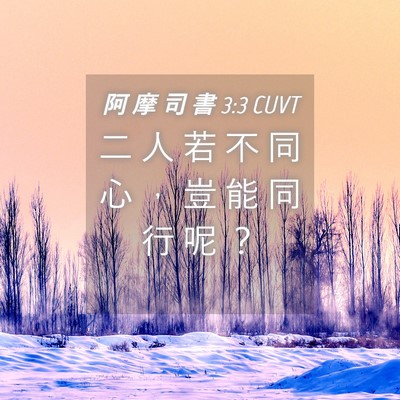 Picture 04 - 阿 摩 司 書 3:3 CUVT - 二 人 若 不 同 心 ， 豈 能 同 行 呢 - Bible Verse Picture