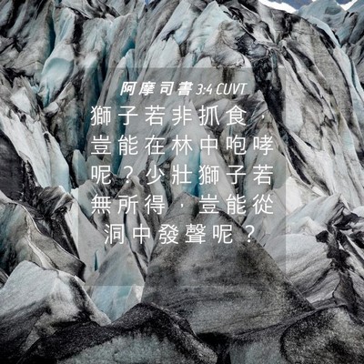 Picture 04 - 阿 摩 司 書 3:4 CUVT - 獅 子 若 非 抓 食 ， 豈 能 在 林 中 - Bible Verse Picture