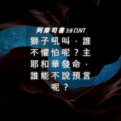 Picture 04 - 阿 摩 司 書 3:8 CUVT - 獅 子 吼 叫 ， 誰 不 懼 怕 呢 ？ 主 - Bible Verse Picture