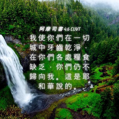 Picture 04 - 阿 摩 司 書 4:6 CUVT - 我 使 你 們 在 一 切 城 中 牙 齒 乾 - Bible Verse Picture