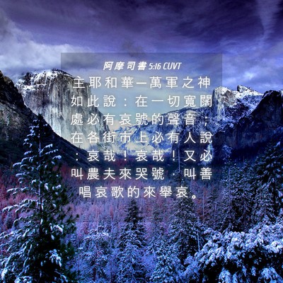 Picture 04 - 阿 摩 司 書 5:16 CUVT - 主 耶 和 華 ─ 萬 軍 之 神 如 此 說 - Bible Verse Picture