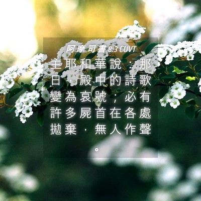Picture 04 - 阿 摩 司 書 8:3 CUVT - 主 耶 和 華 說 ： 那 日 ， 殿 中 的 - Bible Verse Picture