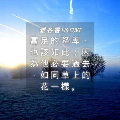 Picture 04 - 雅 各 書 1:10 CUVT - 富 足 的 降 卑 ， 也 該 如 此 ； 因 - Bible Verse Picture