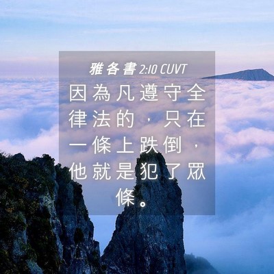 Picture 04 - 雅 各 書 2:10 CUVT - 因 為 凡 遵 守 全 律 法 的 ， 只 在 - Bible Verse Picture