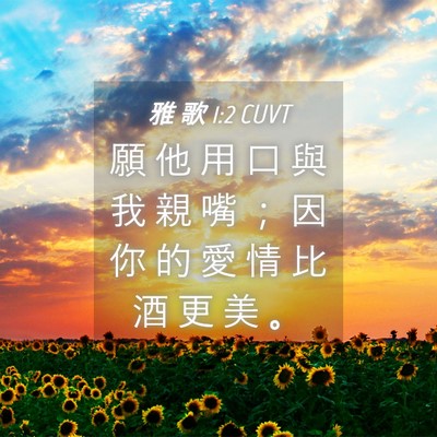 Picture 04 - 雅 歌 1:2 CUVT - 願 他 用 口 與 我 親 嘴 ； 因 你 的 - Bible Verse Picture