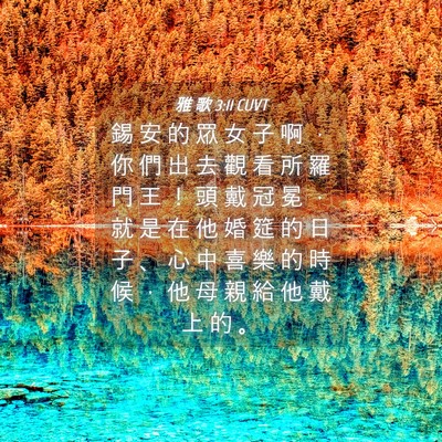 Picture 04 - 雅 歌 3:11 CUVT - 錫 安 的 眾 女 子 啊 ， 你 們 出 去 - Bible Verse Picture