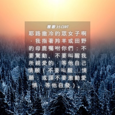 Picture 04 - 雅 歌 3:5 CUVT - 耶 路 撒 冷 的 眾 女 子 啊 ， 我 指 - Bible Verse Picture