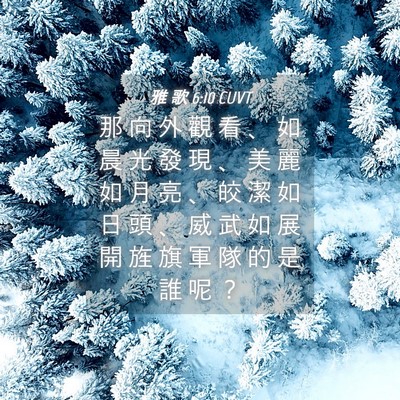 Picture 04 - 雅 歌 6:10 CUVT - 那 向 外 觀 看 、 如 晨 光 發 現 、 - Bible Verse Picture