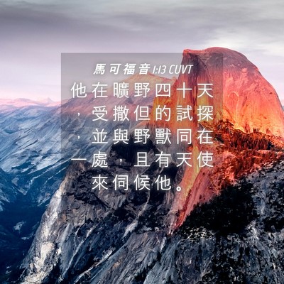 Picture 04 - 馬 可 福 音 1:13 CUVT - 他 在 曠 野 四 十 天 ， 受 撒 但 的 - Bible Verse Picture