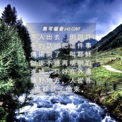 Picture 04 - 馬 可 福 音 1:45 CUVT - 那 人 出 去 ， 倒 說 許 多 的 話 ， - Bible Verse Picture