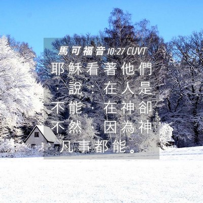 Picture 04 - 馬 可 福 音 10:27 CUVT - 耶 穌 看 著 他 們 ， 說 ： 在 人 是 - Bible Verse Picture