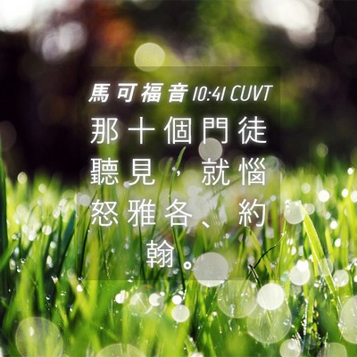 Picture 04 - 馬 可 福 音 10:41 CUVT - 那 十 個 門 徒 聽 見 ， 就 惱 怒 雅 - Bible Verse Picture